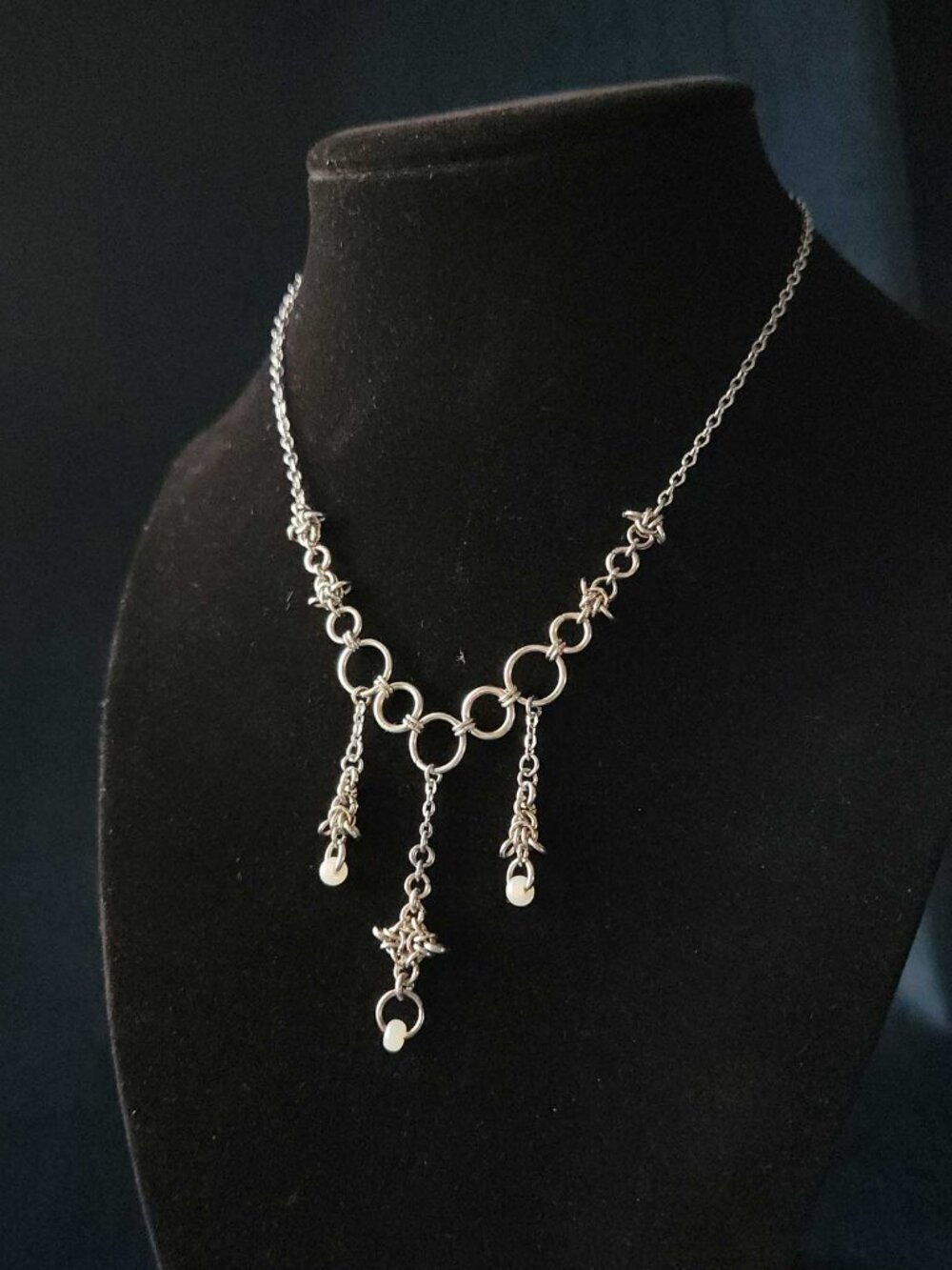 Gothic silver chandelier necklace
